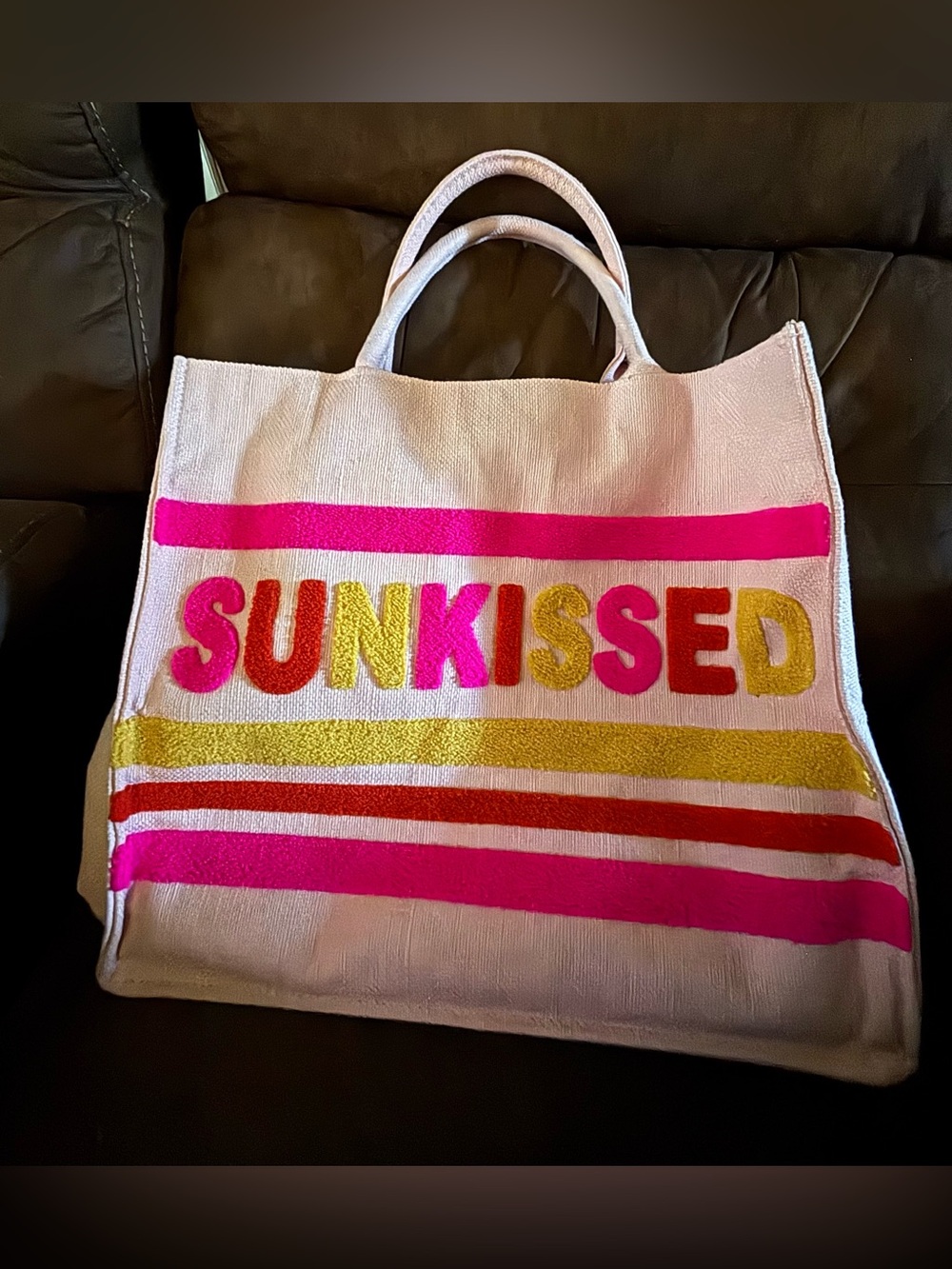 Sunkissed Pink & Yellow Canvas Tote Bag - Women Bags